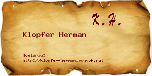 Klopfer Herman névjegykártya